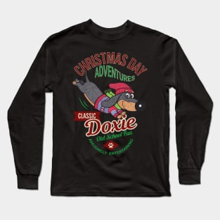 Funny Cute Doxie Dog with Classic Dachshund Christmas Long Sleeve T-Shirt